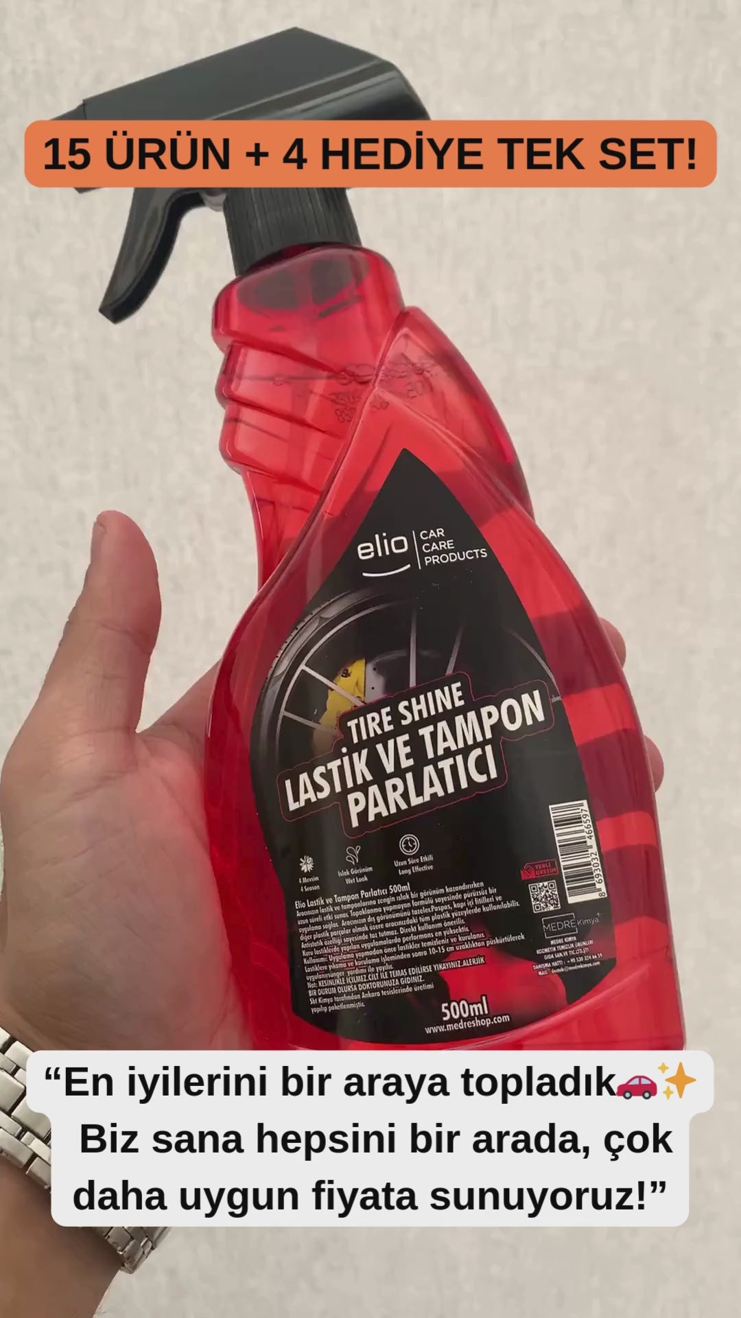 Medre Shop™ Elio Pro Oto Bakım Seti Profesyonel 15’li Paket 4 Hediye